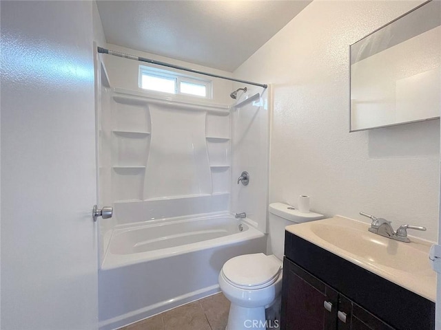 full bathroom with tile patterned flooring, vanity, toilet, and bathing tub / shower combination