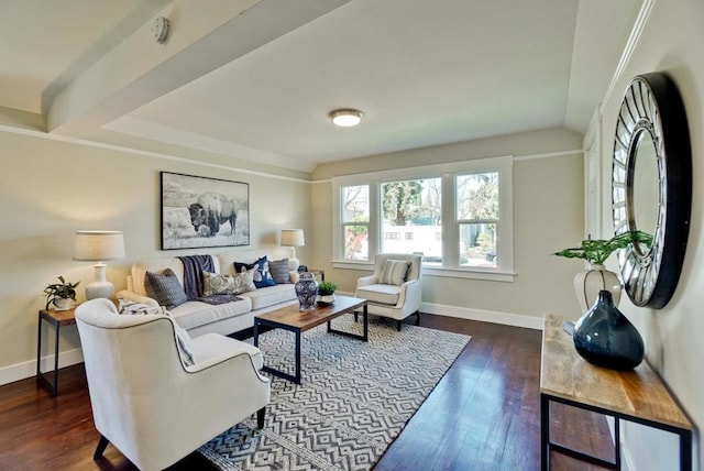 living room featuring dark hardwood / wood-style floors