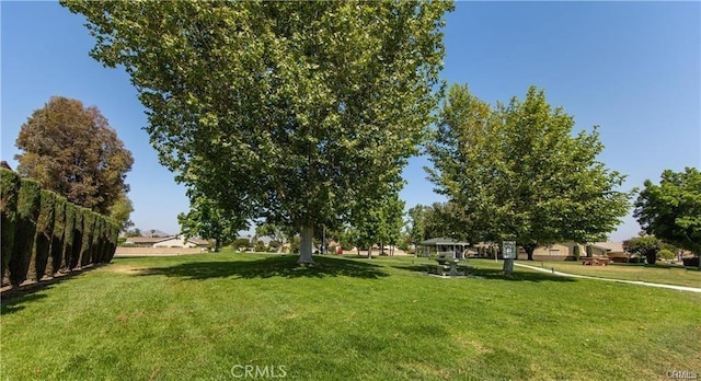 view of property's community featuring a lawn