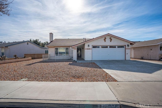 single story home with a garage