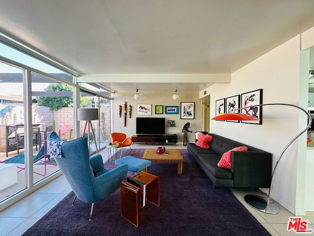 view of tiled living room