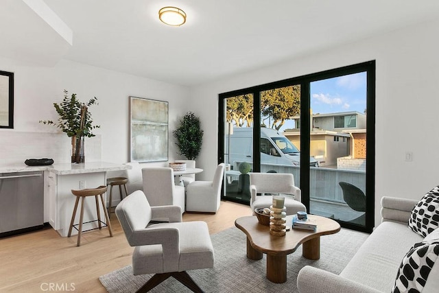 living room featuring light hardwood / wood-style floors