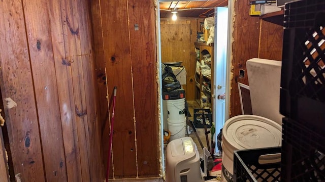 interior space with wood walls