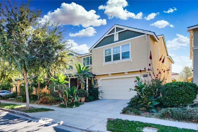 view of front of property with a garage