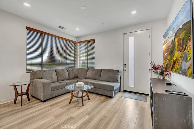 living room featuring light hardwood / wood-style floors