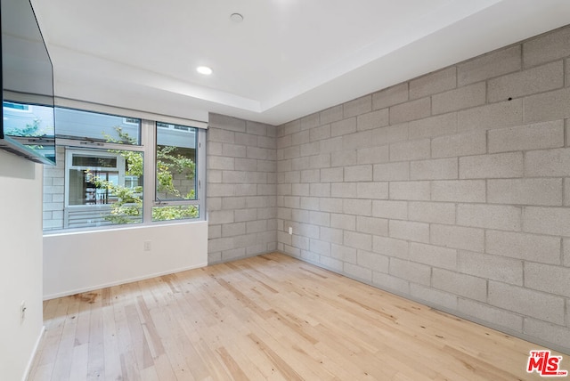 unfurnished room with light wood-type flooring