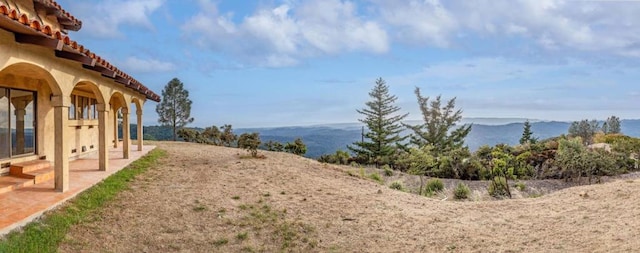 view of yard featuring a mountain view