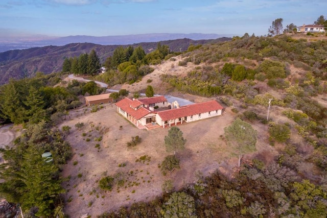 aerial view with a mountain view