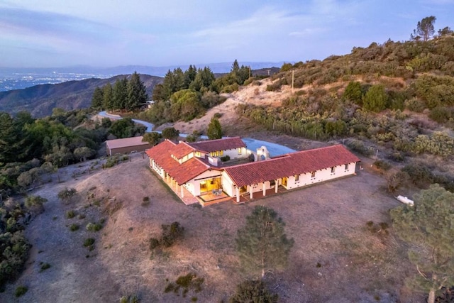 aerial view featuring a mountain view