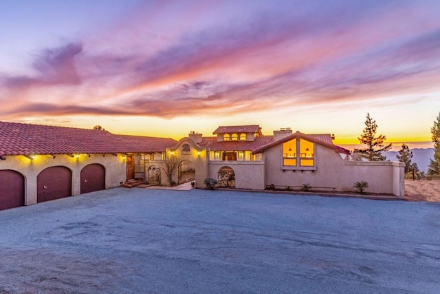 view of front of house with a garage