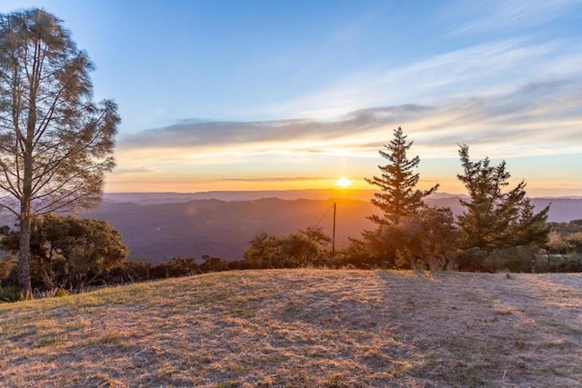 nature at dusk with a mountain view