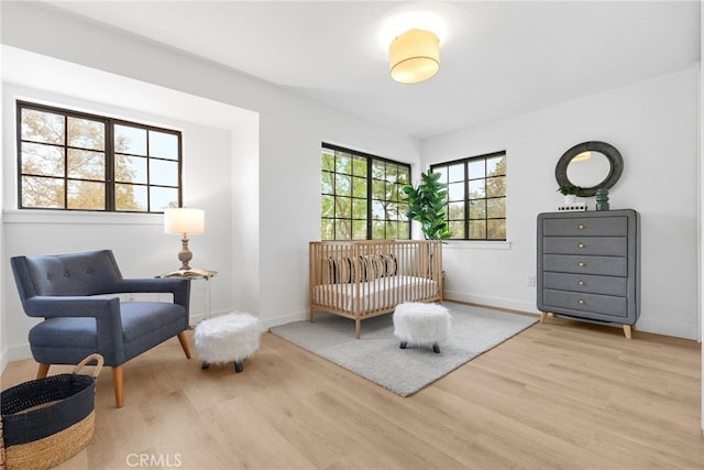 living area featuring light wood-type flooring