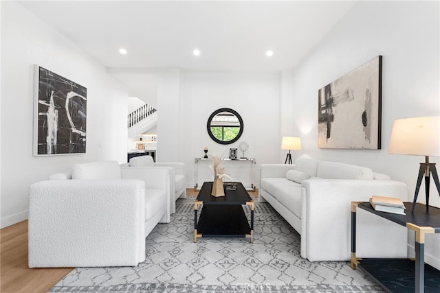 living room with light wood-type flooring