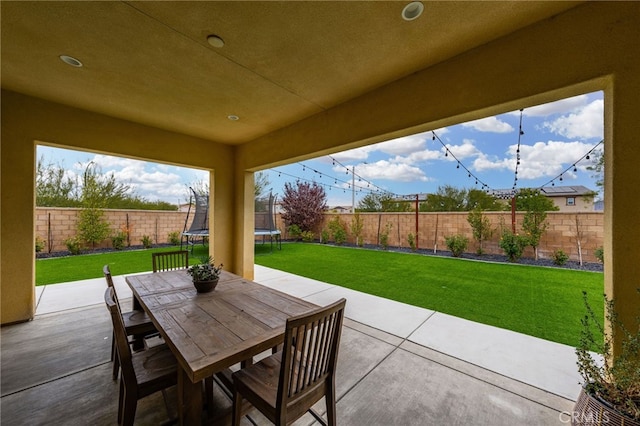 view of patio / terrace with a trampoline