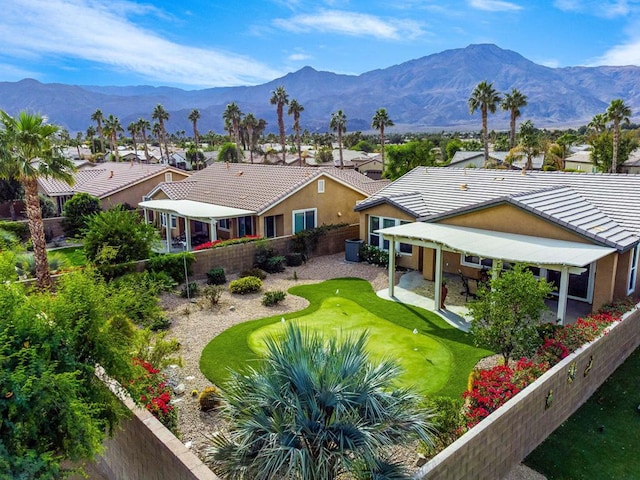 exterior space featuring a mountain view