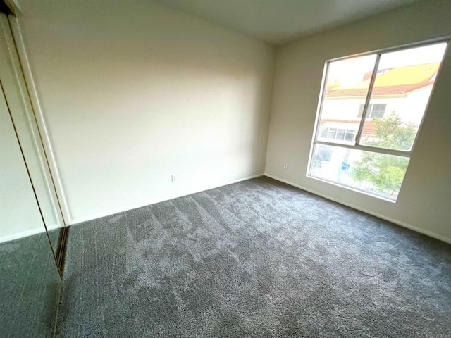 empty room with dark colored carpet