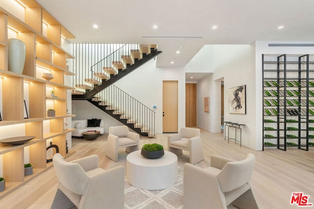 living room with wood-type flooring