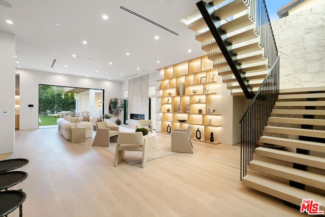 living room with light wood-type flooring