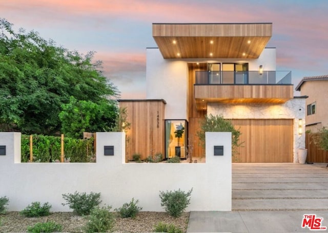 modern home featuring a balcony