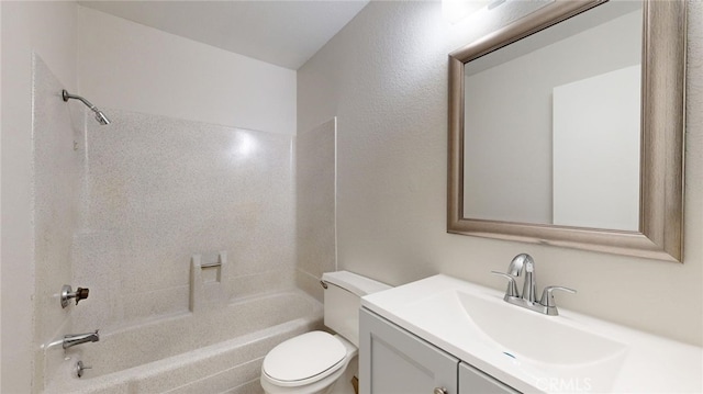 full bathroom featuring vanity, toilet, and tub / shower combination