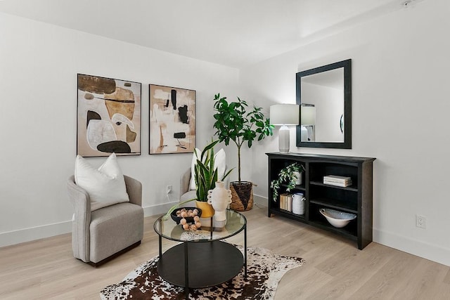 sitting room featuring light wood-type flooring