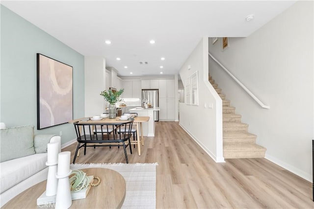 living room with light wood-type flooring