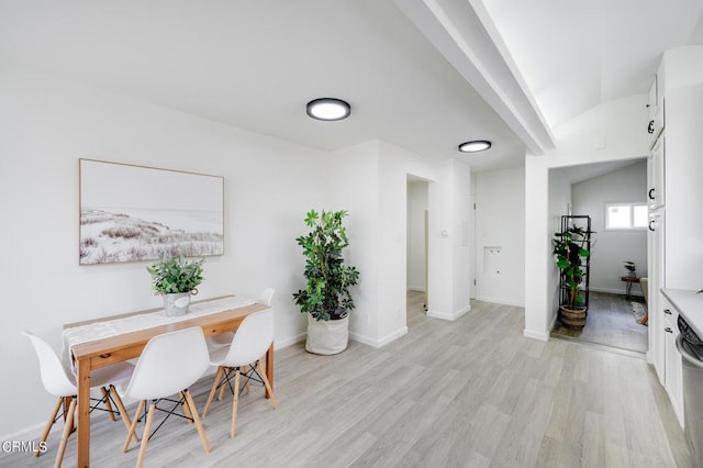 dining area with light wood-type flooring