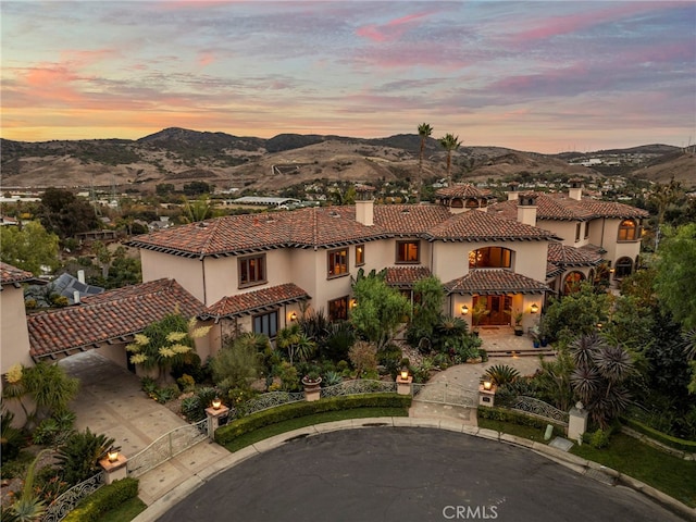 view of front of house with a mountain view