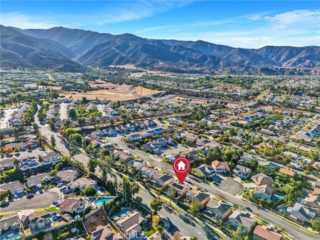 bird's eye view featuring a mountain view