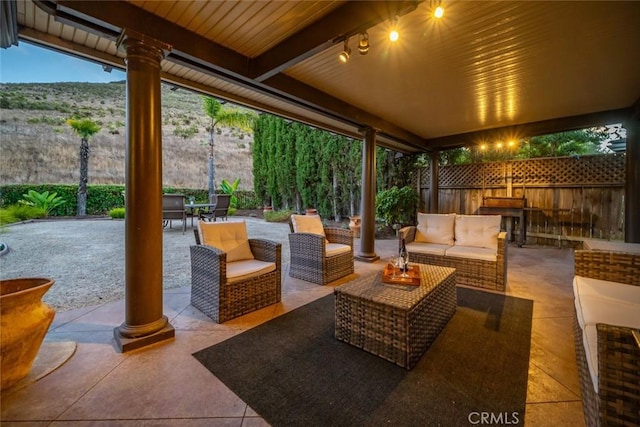 view of patio featuring an outdoor hangout area