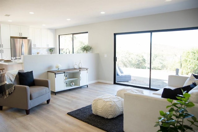 living room featuring light hardwood / wood-style flooring