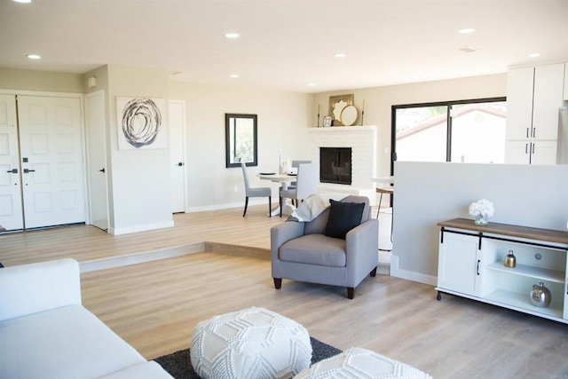 living room featuring light hardwood / wood-style flooring