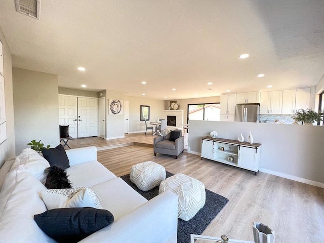 living room with light wood-type flooring