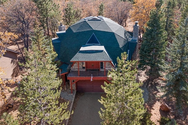 160 Yosemite Dr, Big Bear City, CA 92314 - aerial view of property and surrounding area with a heavily wooded area