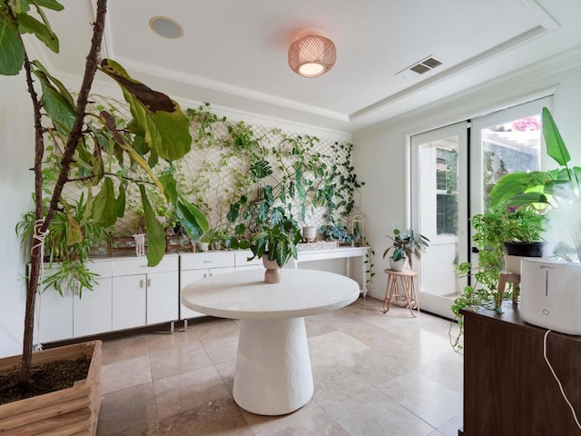 interior space featuring a tray ceiling