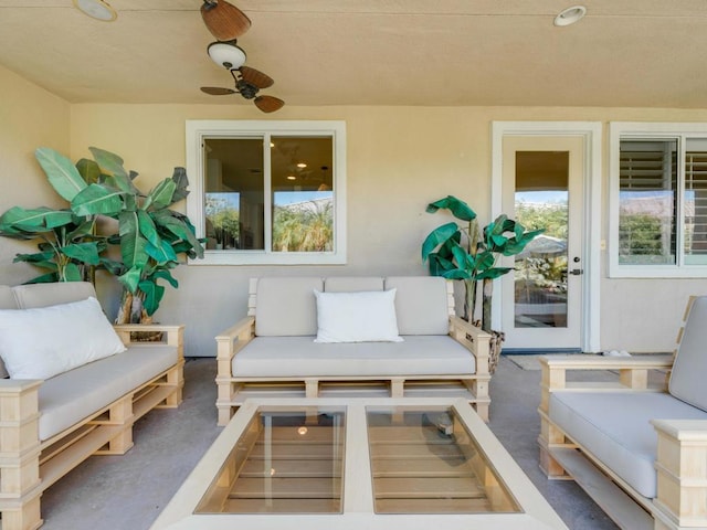 view of patio / terrace featuring outdoor lounge area and ceiling fan