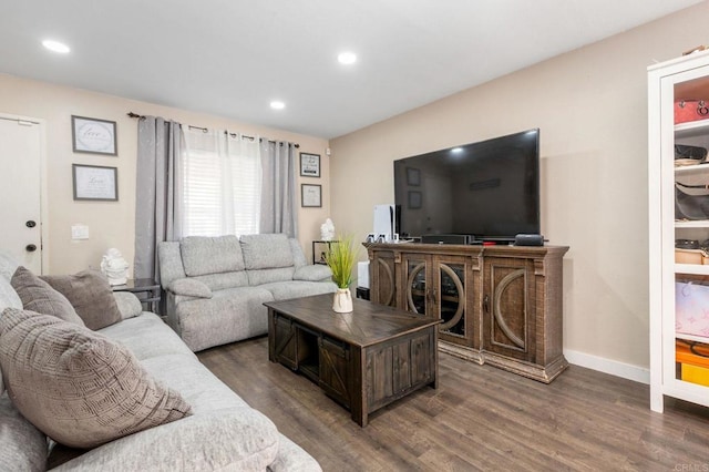 living room featuring dark hardwood / wood-style flooring