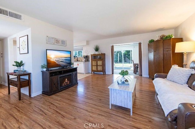 living room with hardwood / wood-style flooring