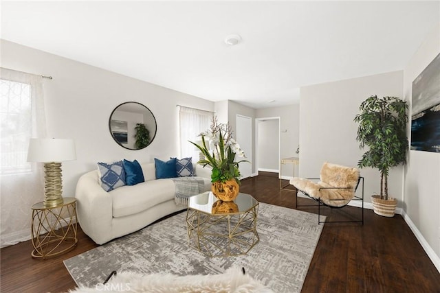 living room featuring dark hardwood / wood-style floors