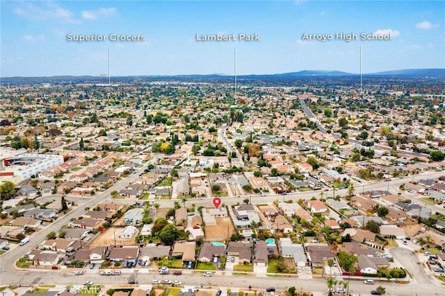 drone / aerial view with a mountain view