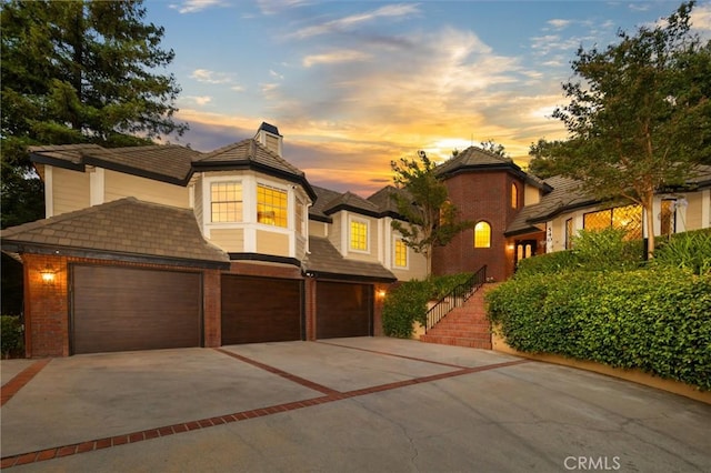 view of front of property featuring a garage