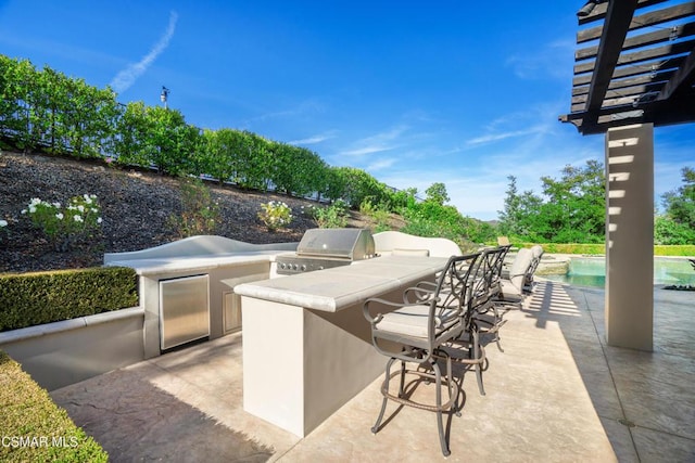 view of patio featuring exterior kitchen