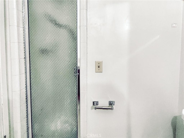 interior space featuring a shower with door