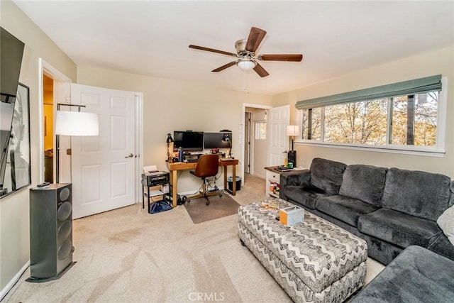 1181 Voltaire Dr, Lake Arrowhead, CA 92352 - office with light colored carpet and ceiling fan