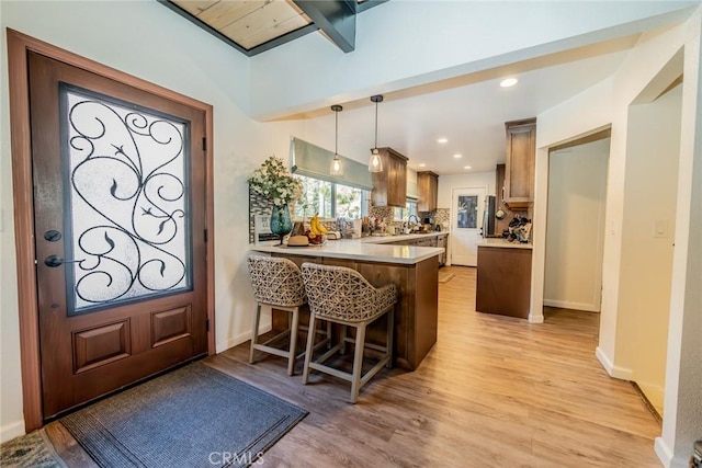 interior space featuring light hardwood / wood-style flooring and sink