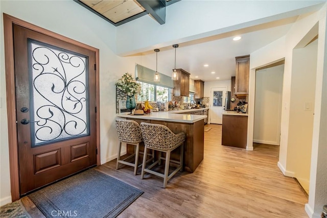 1181 Voltaire Dr, Lake Arrowhead, CA 92352 - entrance foyer featuring light wood-style floors and recessed lighting