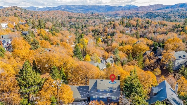 birds eye view of property featuring a mountain view