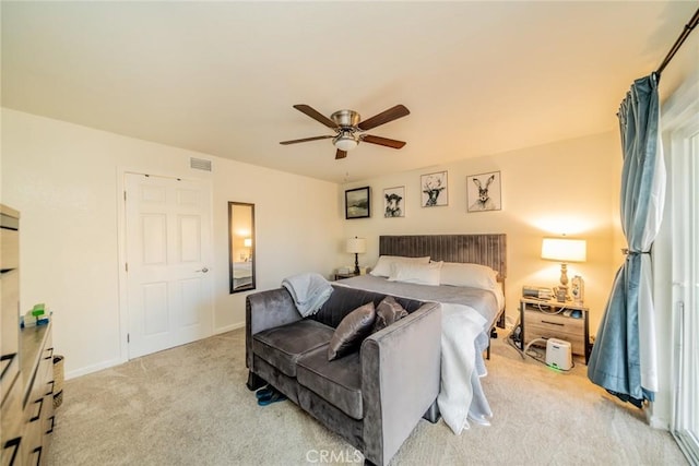 1181 Voltaire Dr, Lake Arrowhead, CA 92352 - carpeted bedroom with a ceiling fan and baseboards