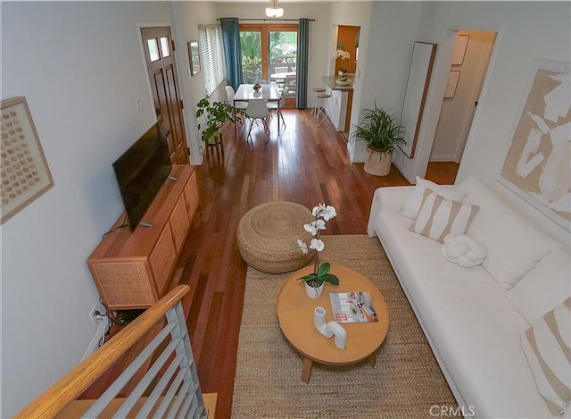 living area featuring wood finished floors