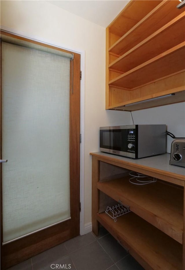 tiled office with built in desk